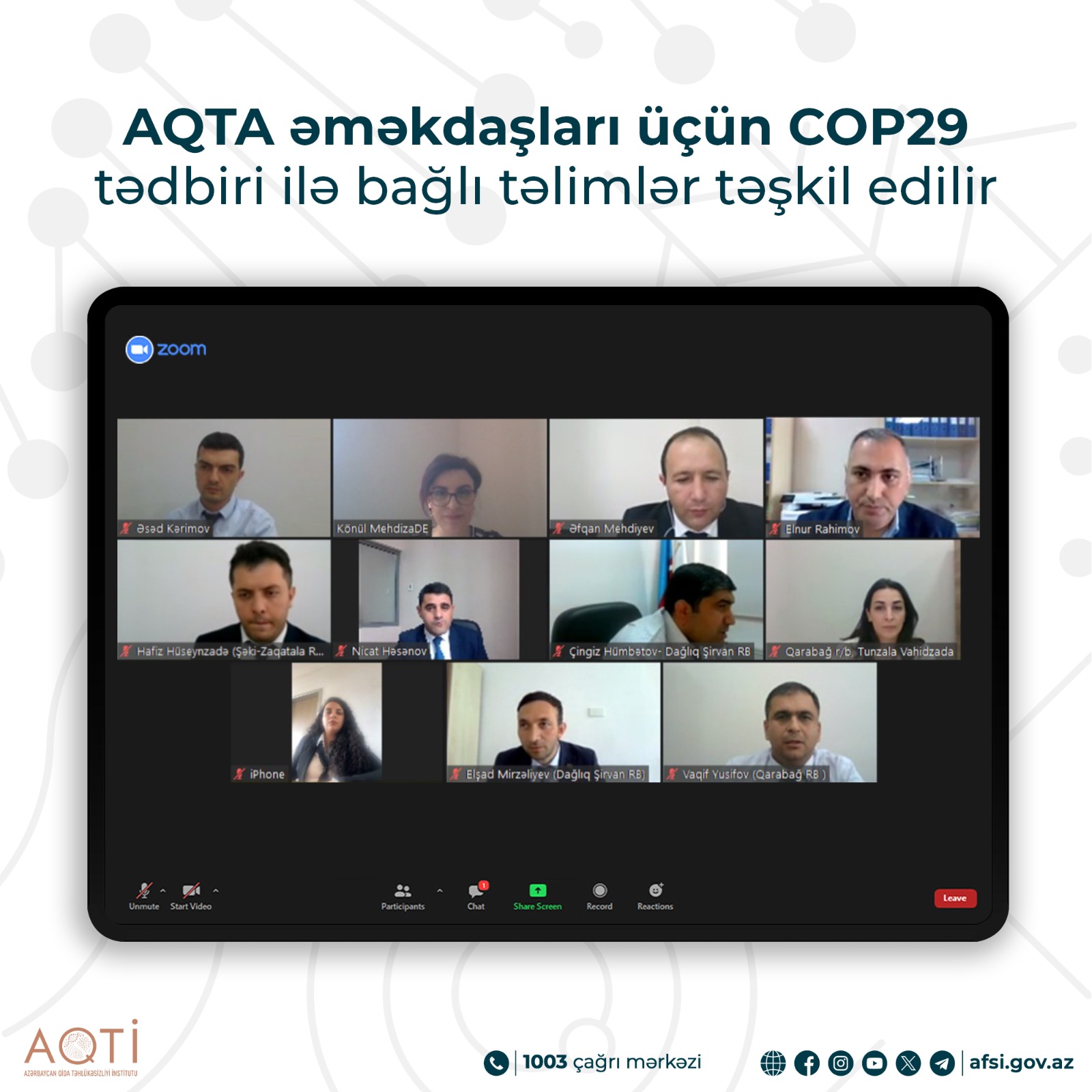 AQTA əməkdaşları üçün COP29 tədbiri ilə bağlı təlimlər təşkil edilir