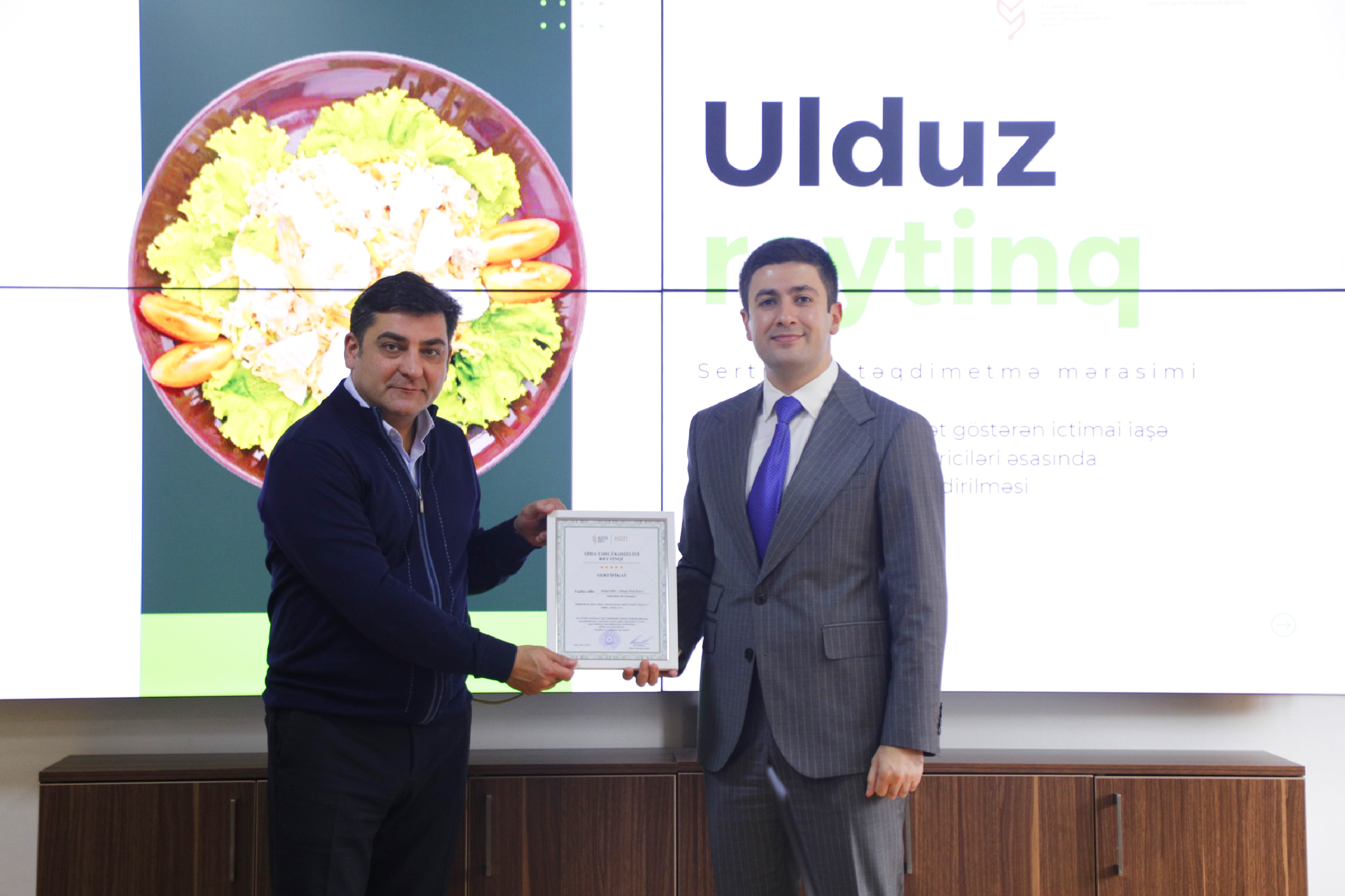 AQTİ tərəfindən ilk dəfə olaraq ictimai iaşə obyektinə 5 ulduz sertifikatı təqdim edilib