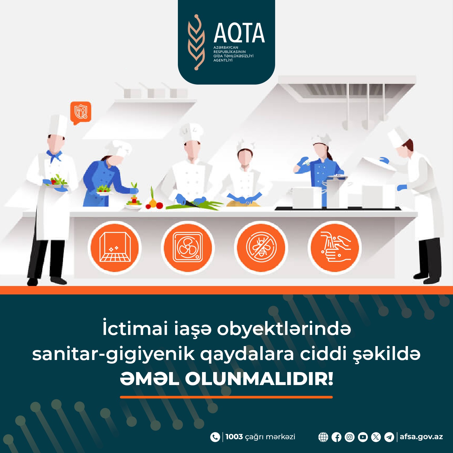 İctimai iaşə obyektlərində sanitar-gigiyenik qaydalara ciddi şəkildə əməl olunmalıdır!