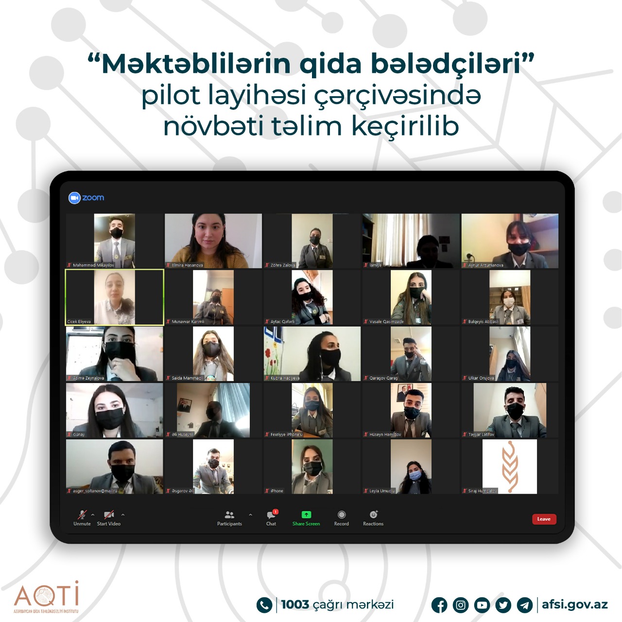 “Məktəblilərin qida bələdçiləri” pilot layihəsi çərçivəsində növbəti onlayn təlim başa çatıb